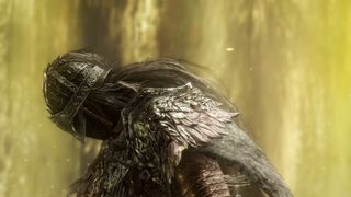 Elden Ring warrior in gold holy light