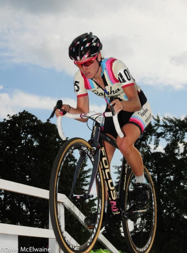 Gabby Day (Rapha Focus) on top of the flyover