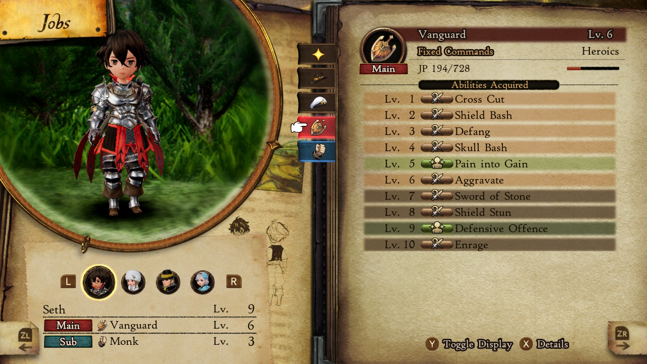 Bravely Default 2 Demo Job Screen