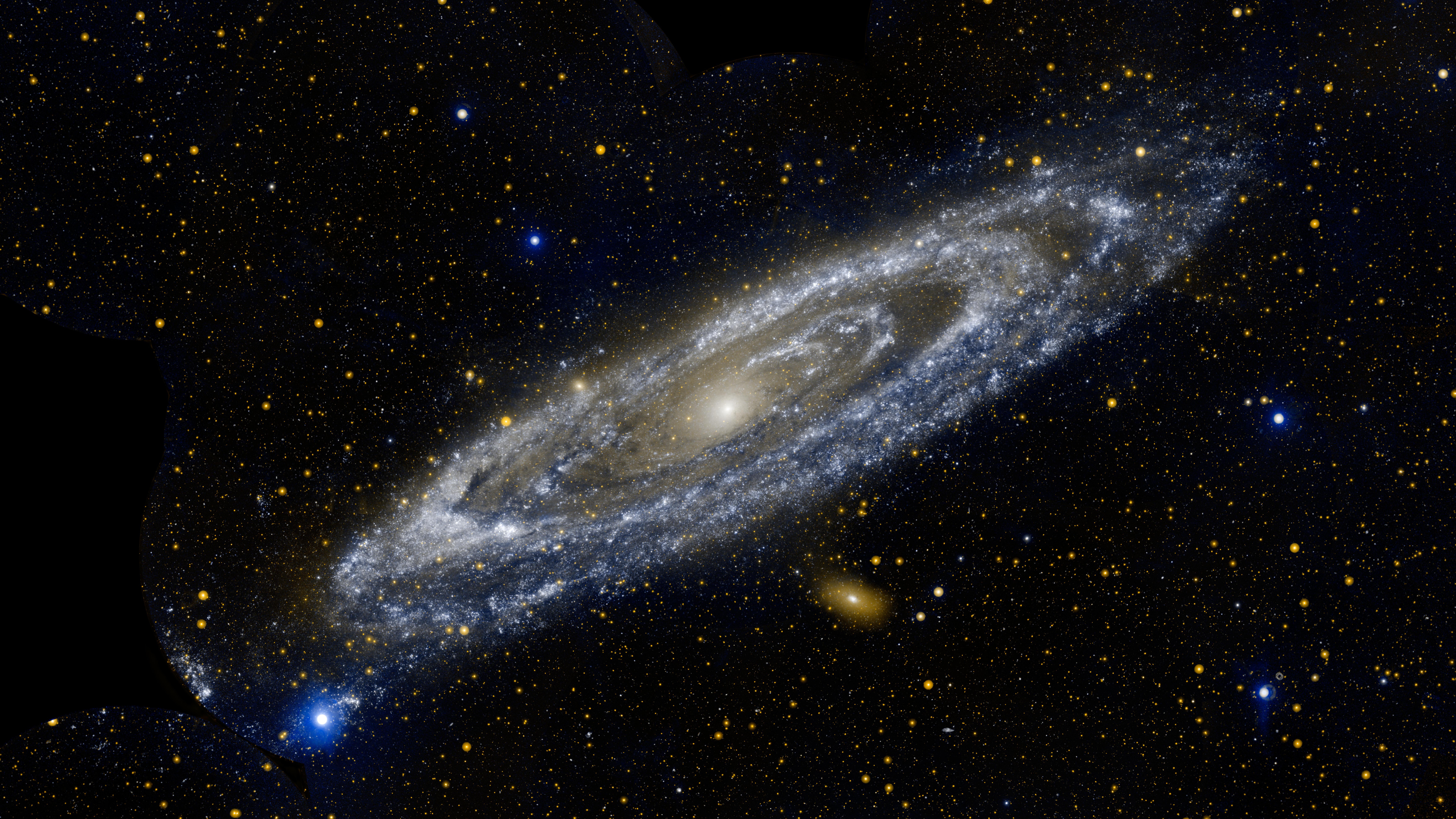 A sparkly bluish galaxy in space.