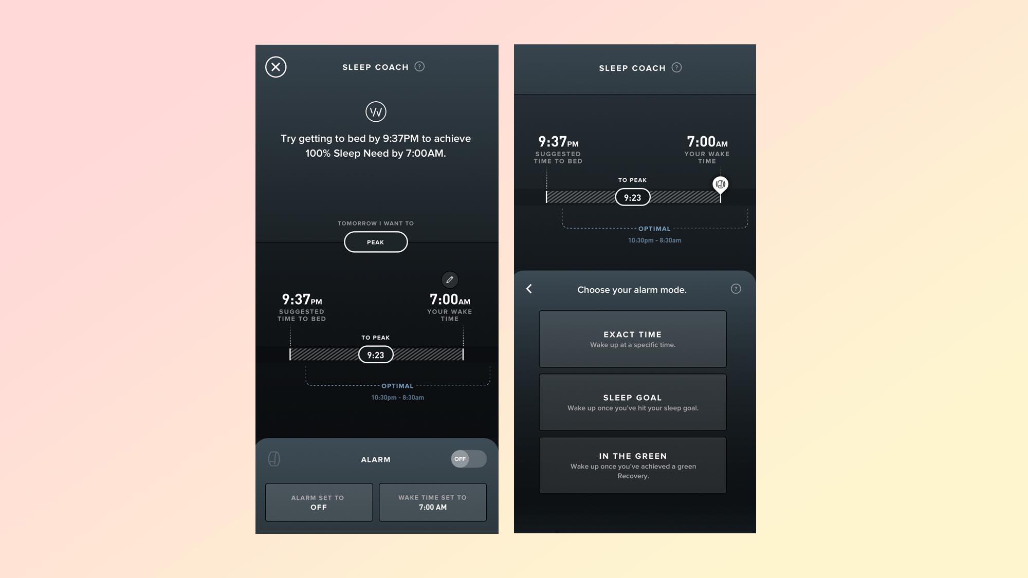 Whoop 4.0 sleep coach data