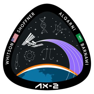 Mission patch for Axiom Space's Ax-2 astronaut mission to the International Space Station.