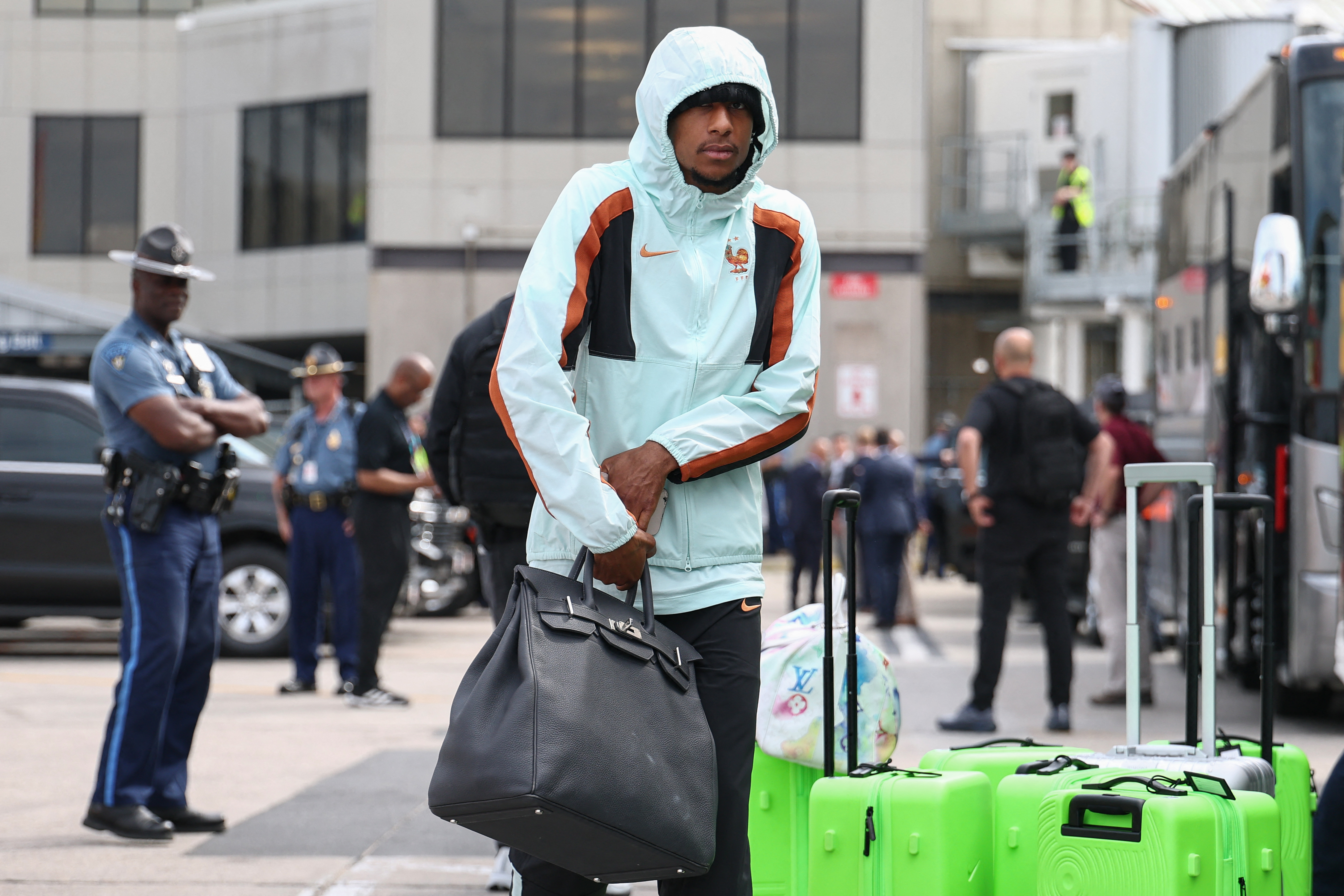 Michael Olise's Hermes Birkin bag before the 2026 World Cup