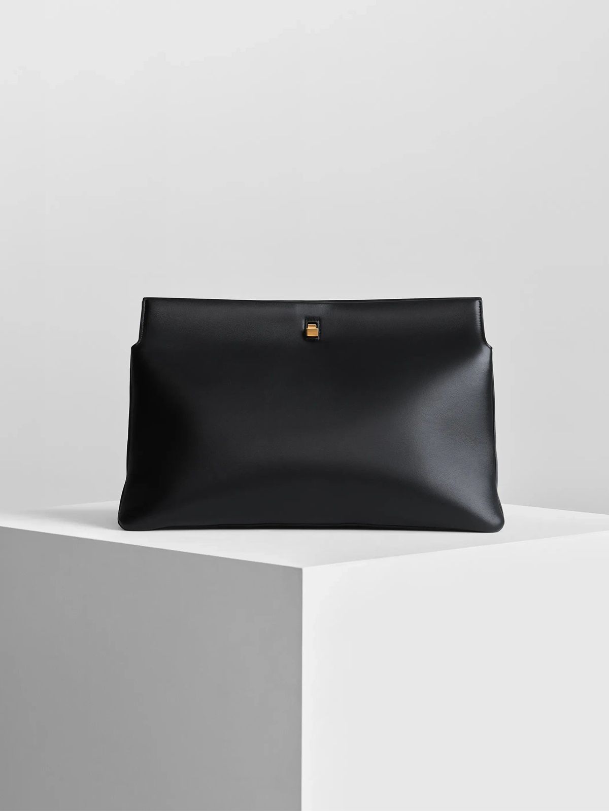 Triplex Clutch | Black Leather With Gold