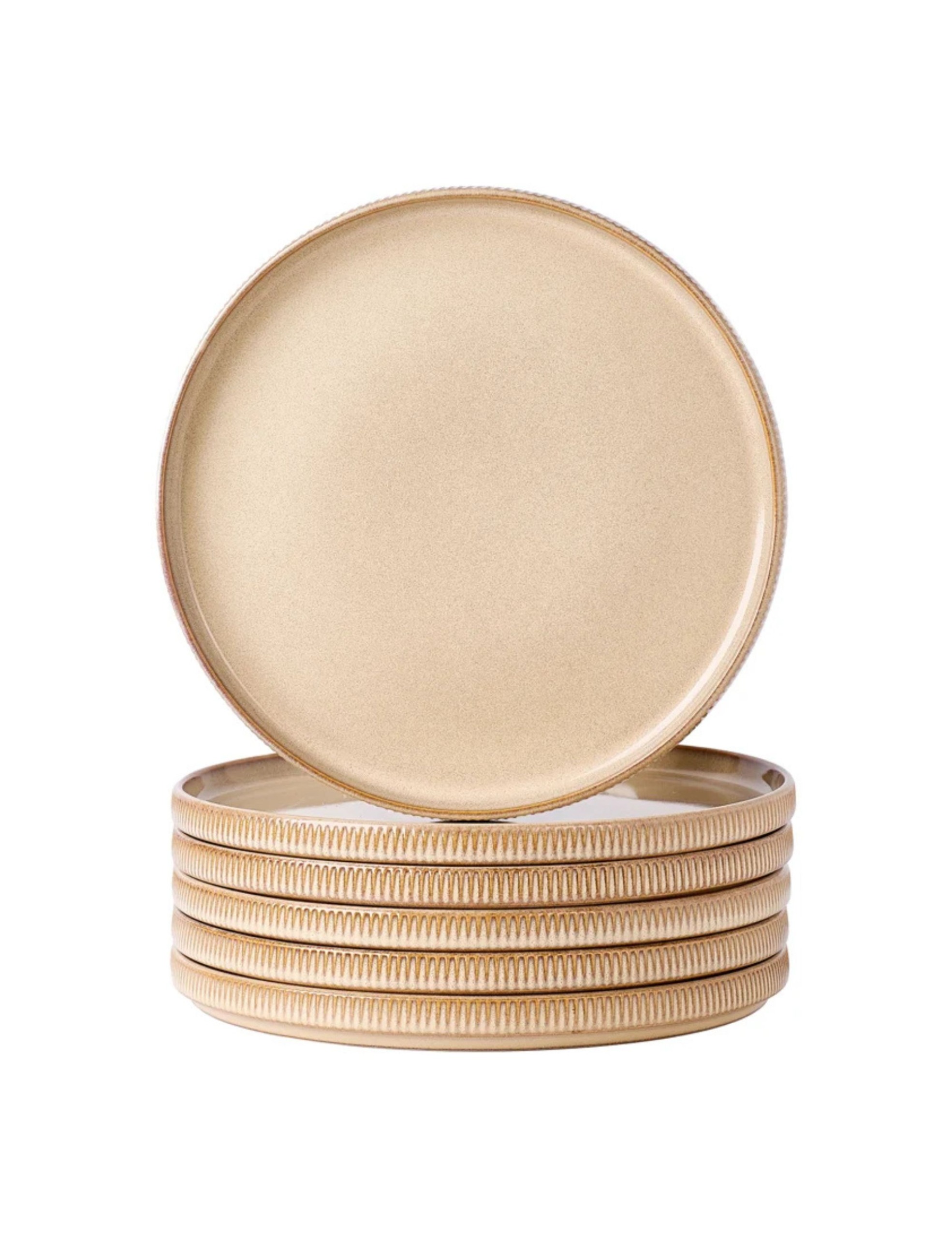 Wayfair, Set of 6 Cream Stoneware Dinner Plate