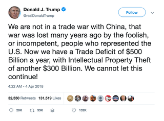 Trump ignited the trade war in March 2018 by applying tariffs to $50 billion of Chinese goods