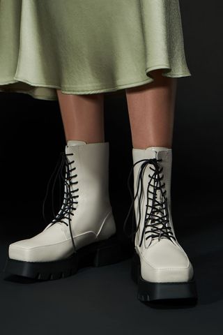 Charles & Keith White Combat Boots Boots Types