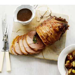 Boned Leg of Spring Lamb with Herb and Pine Nut Stuffing