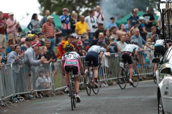 Women get encouragement from fans on Lemon hill.
