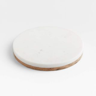 Round marble and wood tray from Crate & Barrel