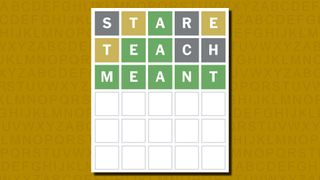 Wordle answer for game 876 on a yellow background