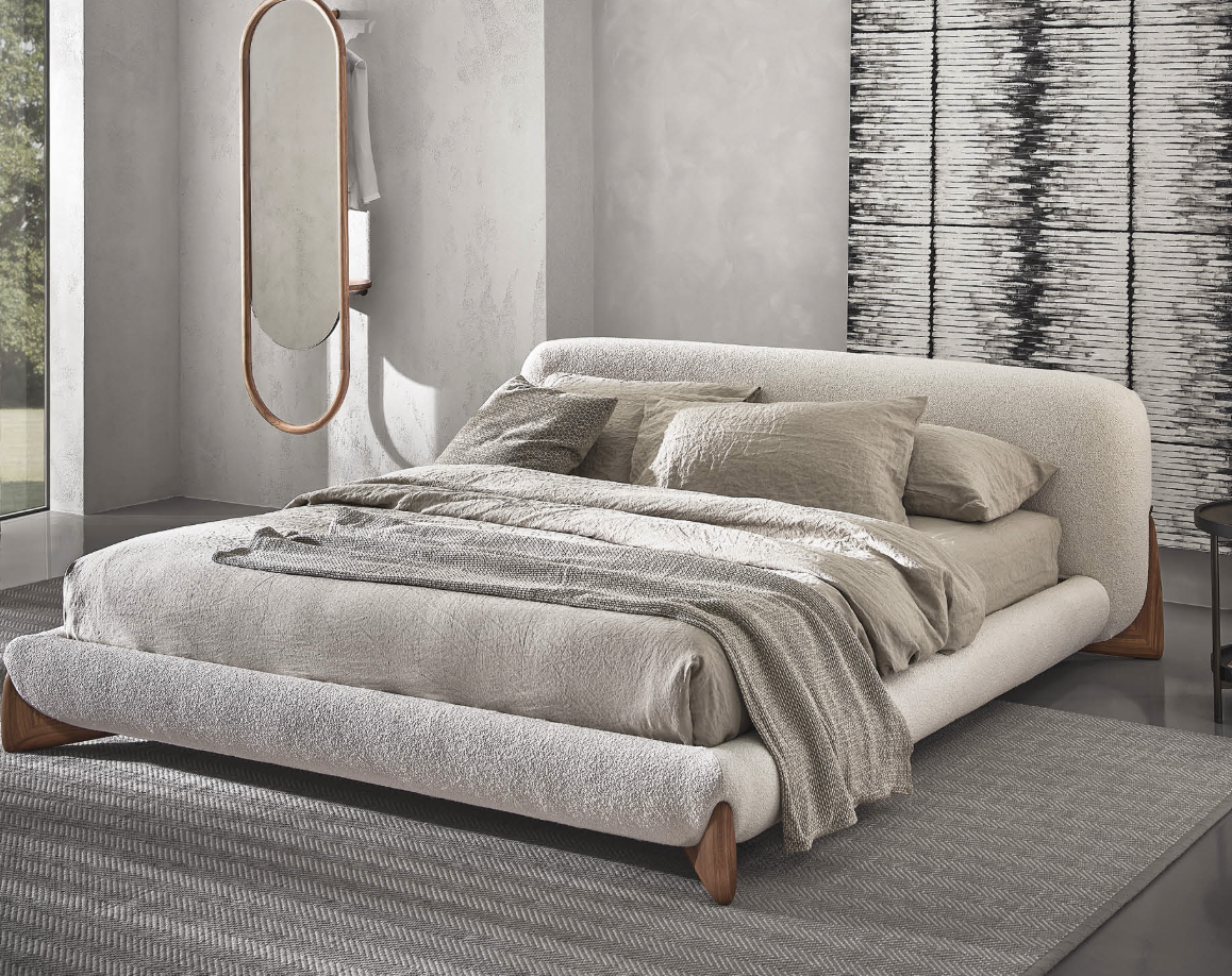 white boucle bed