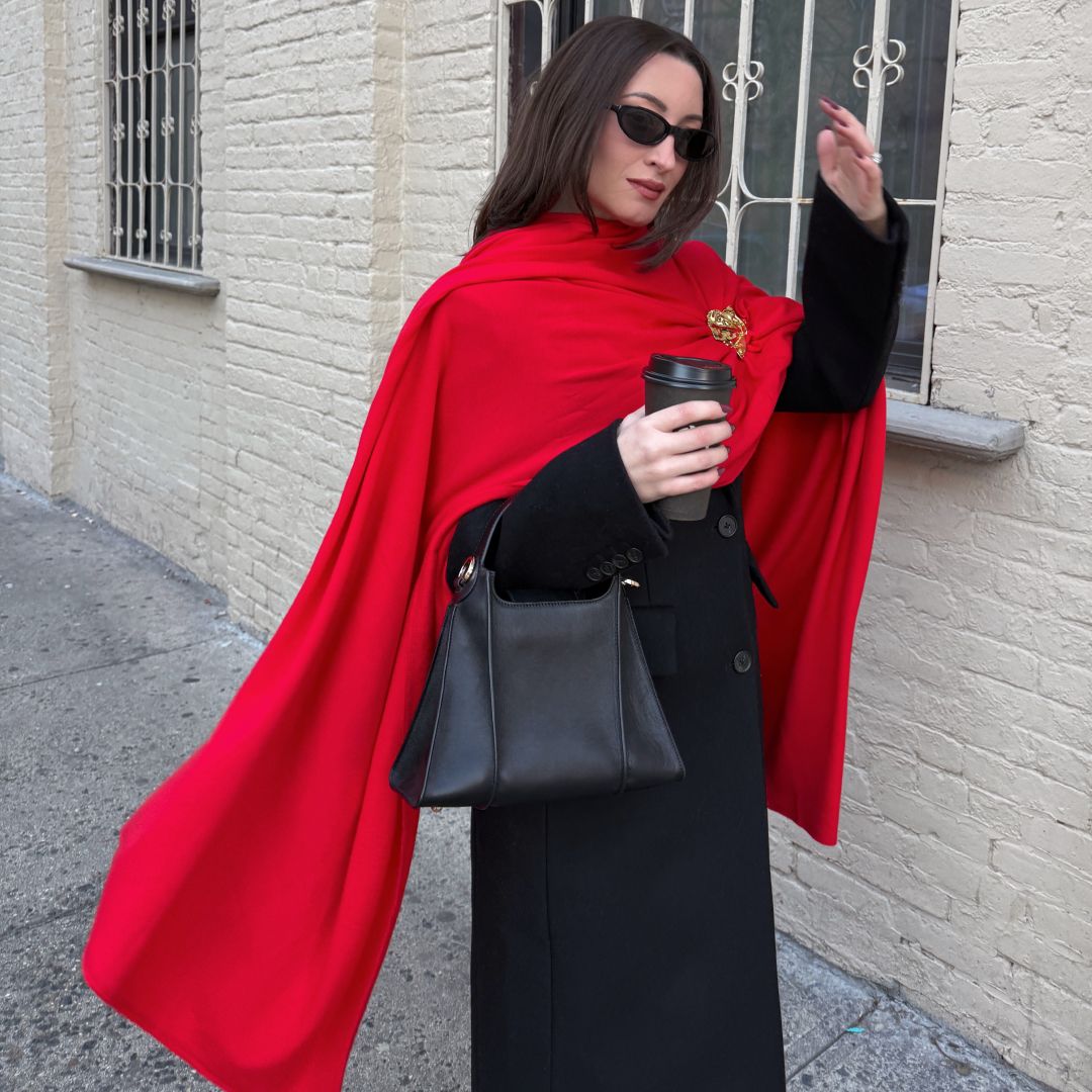 Bella Gerard wearing a cashmere wrap scarf