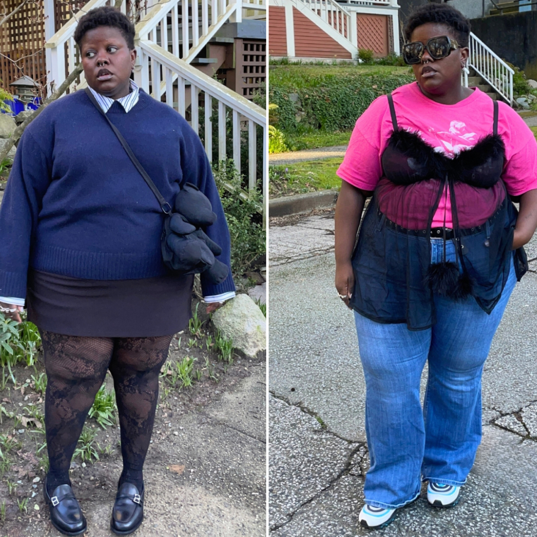 Collage of Lydia Okello's retro trend looks