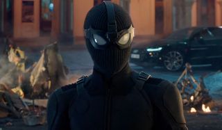 Spider-Man: Far From Home Spider-Man wearing his stealth suit on the street