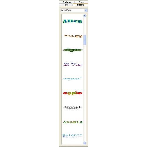 Scrapbook Factory Deluxe image: There is a wide range of text effects you can use.