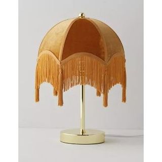 A lamp with a vintage shade