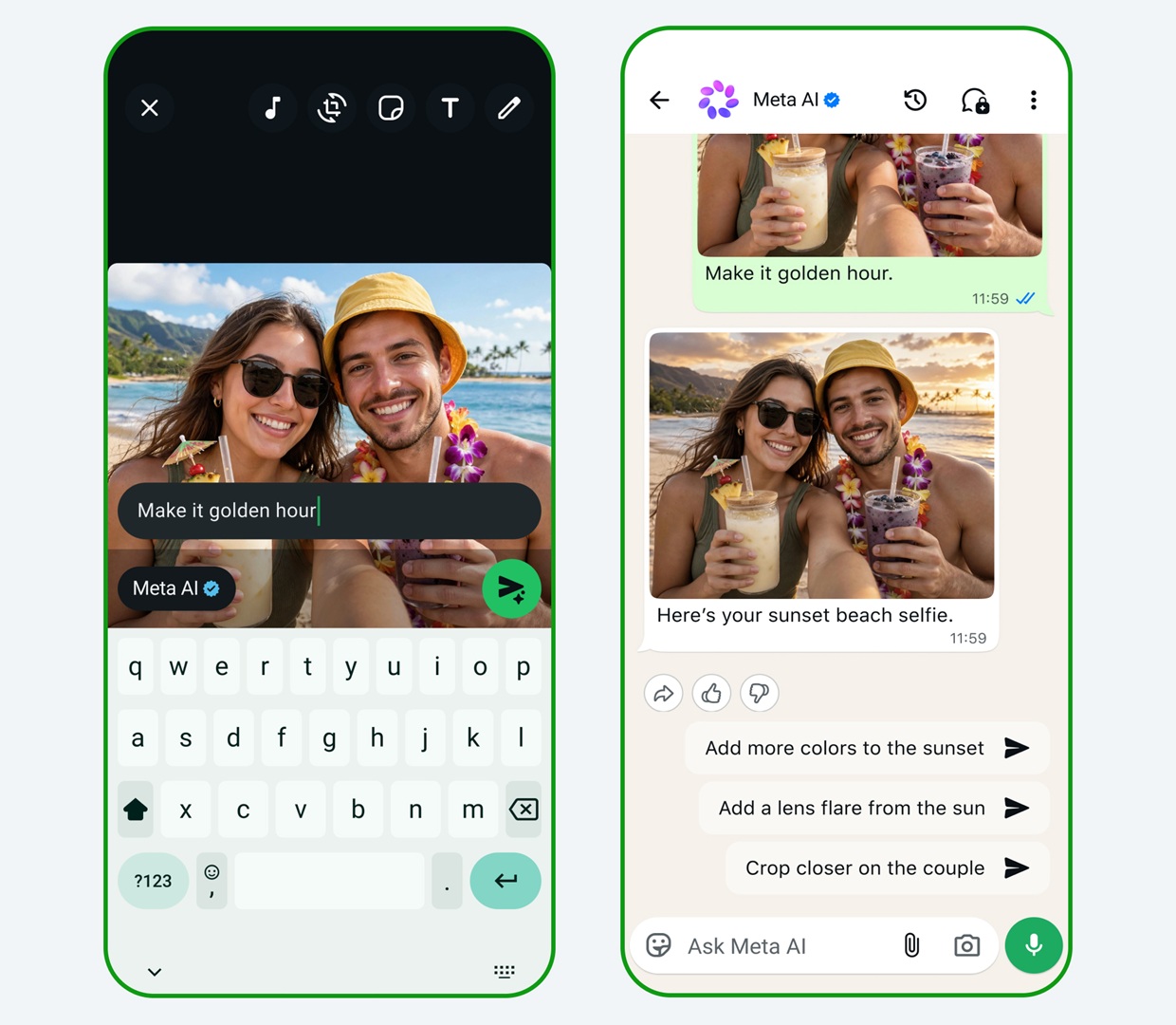 Muse Image offers suggestions for images in WhatsApp's chat with Meta AI, giving users a quick way to create and share.