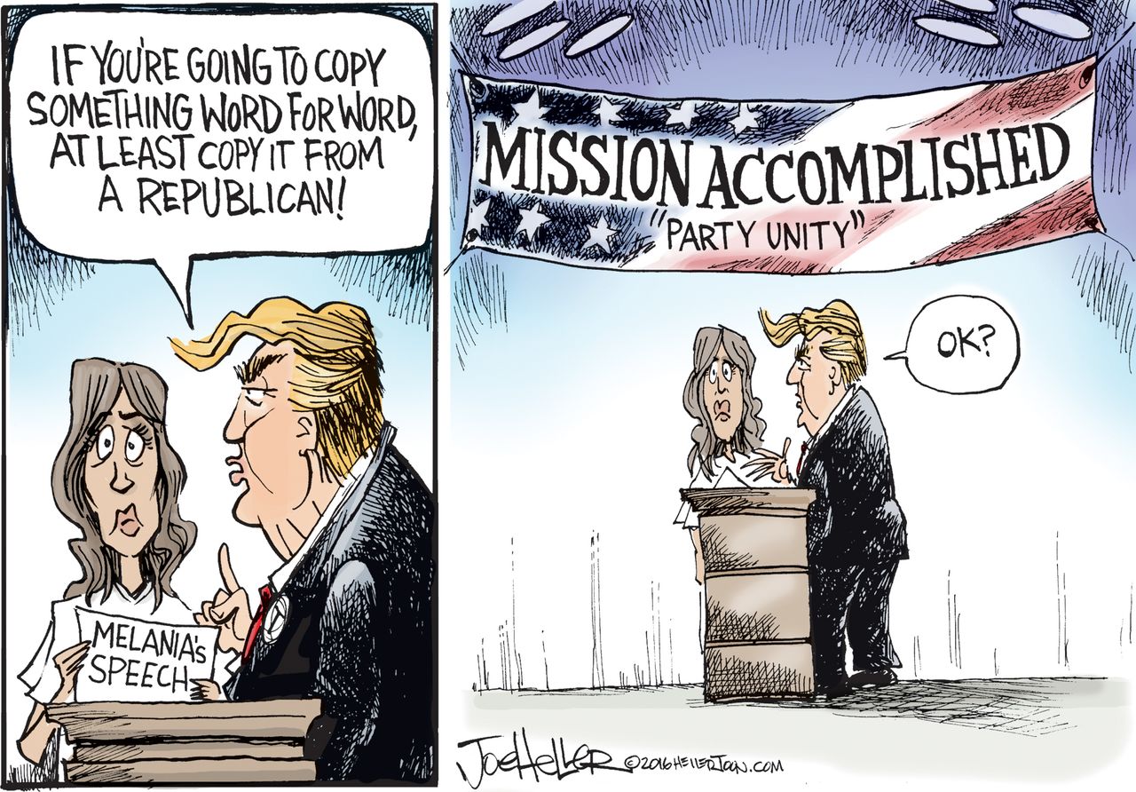 Political cartoon&amp;amp;nbsp;U.S. Trump copy from Republicans