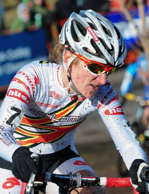 Amy Dombroski (Clement-Mootry-Primus) heading out on lap two in second place.