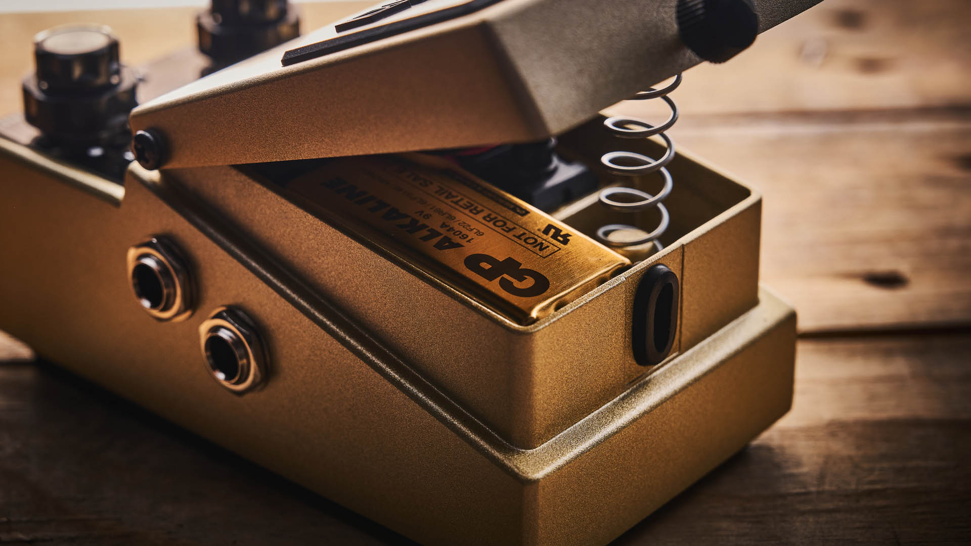 The Boss RT-2 Rotary Ensemble pictured in close-up against a wooden floor.