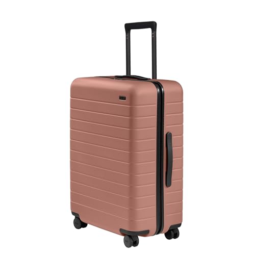 Away Medium Checked Luggage, Lightweight Hard Shell Suitcase With Spinner Wheels, Durable Rolling Luggage, Tsa Lock, 26 Inch, Clay Pink