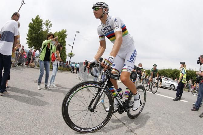 Rui Costa (Lampre-Merida) rides to the start