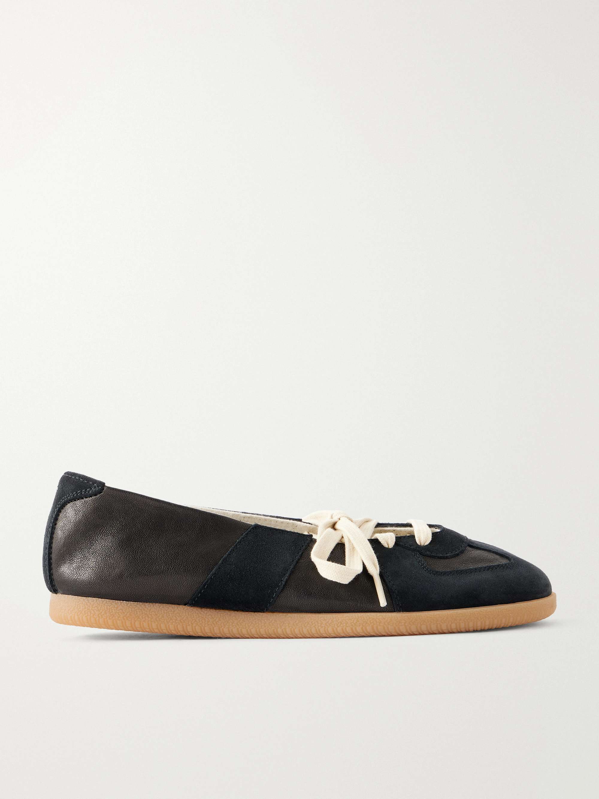 Replica Suede-Trimmed Leather Sneakers