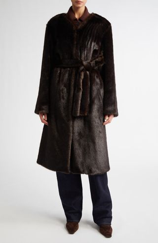 Aritao Belted Faux Fur Coat