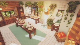 Minecraft cottage - the interior of a cottage room full of cakes