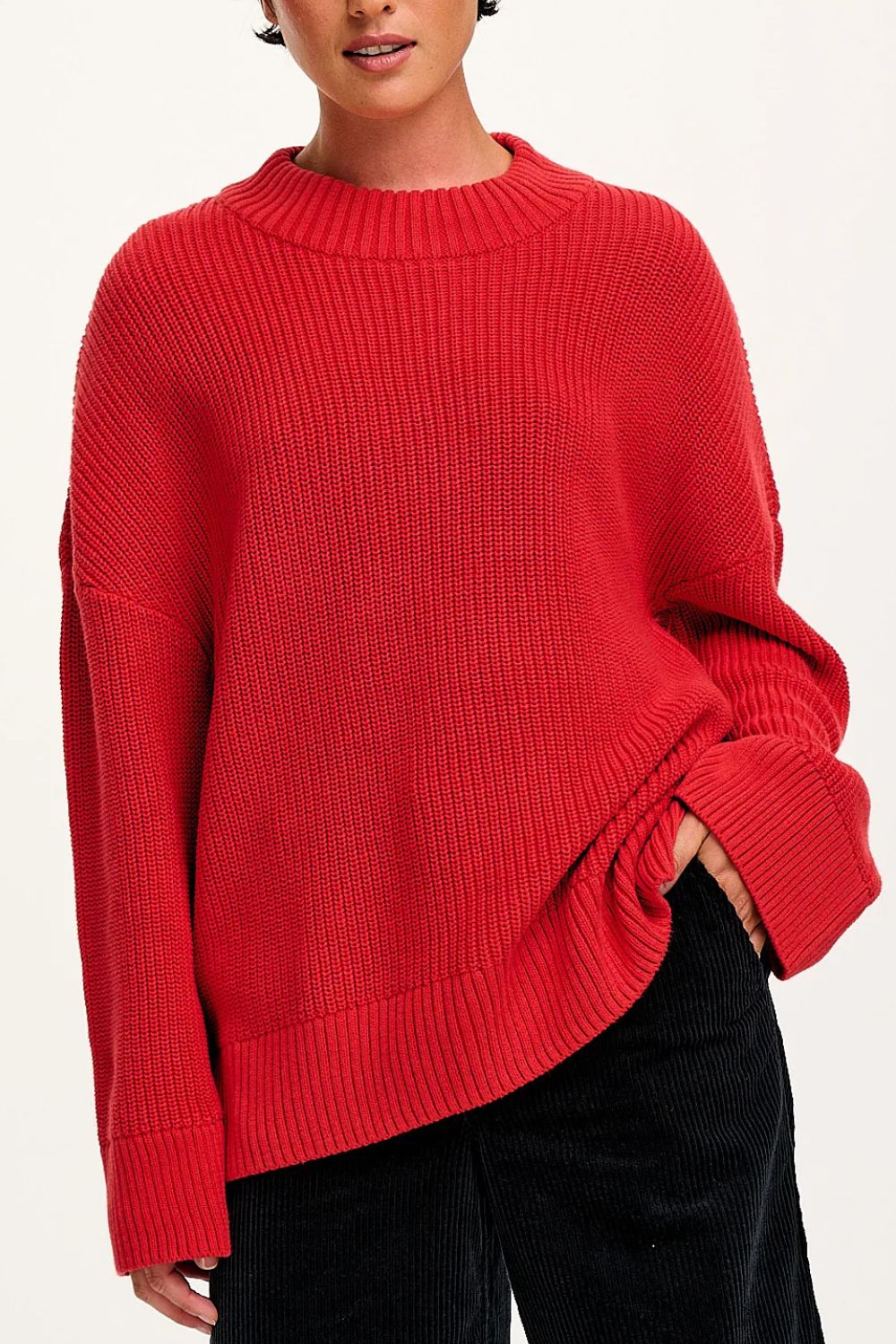 Lucy & Yak Amari - Oversized Knitted Jumper in Red