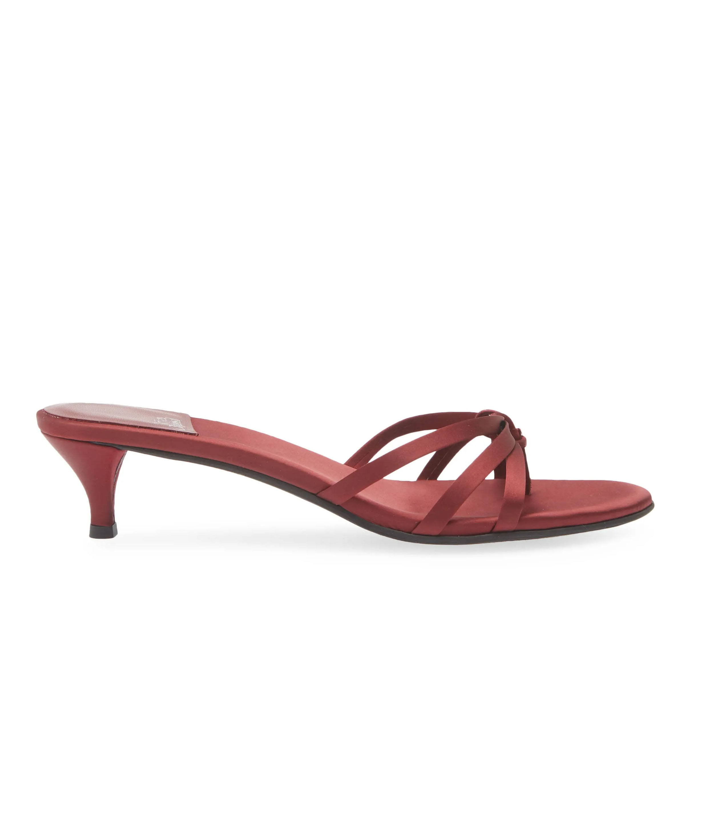 Satin wine red strappy flats