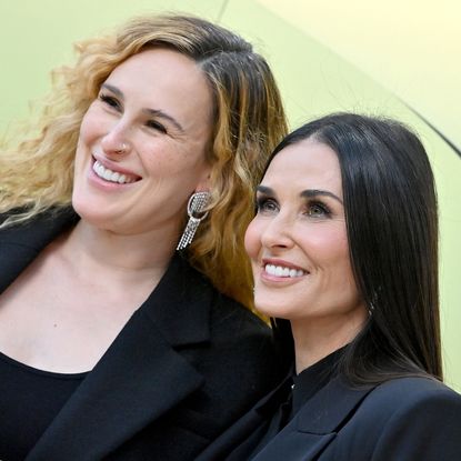 Rumer Willis and Demi Moore attend the Versace FW23 Show at Pacific Design Center on March 09, 2023 in West Hollywood, California. 