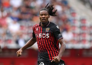 Liverpool target Khephren Thuram of OGC Nice during the Ligue 1 match between OGC Nice and RC Strasbourg at Allianz Riviera on August 14, 2022 in Nice, France.