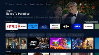 Android TV homescreen with a new quick access row for your favorites