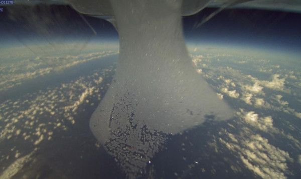 An image of Tropical Storm Nadine obscured by ice on the camera of NASA&#039;s Global Hawk. 