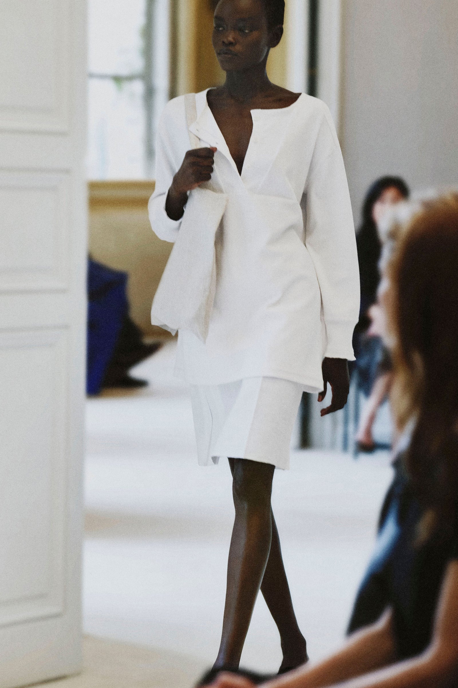 a model walks the The Row summer 2027 runway during Paris Fashion Week