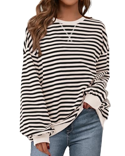Btfbm Oversized Sweatshirt for Women 2026 Fall,beige Black,l