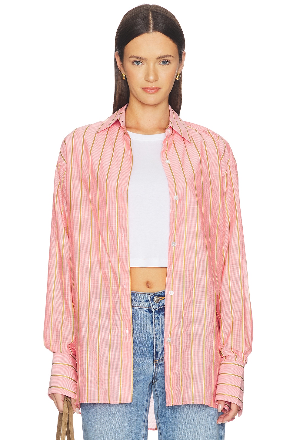 Stripe Boxy Long Sleeve Button Up