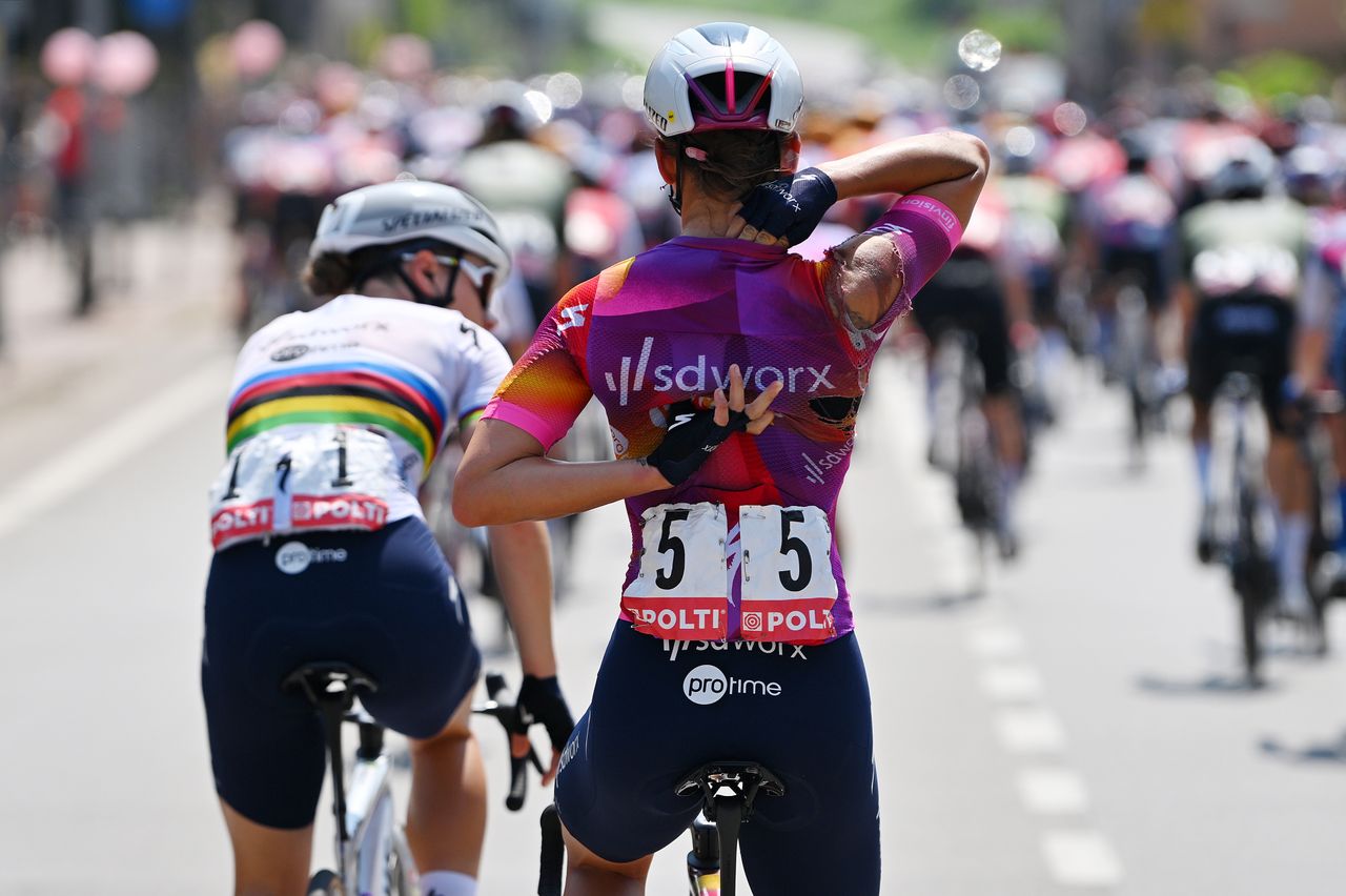 Barbara Guarischi got going again after a small crash in the early phase of stage 3