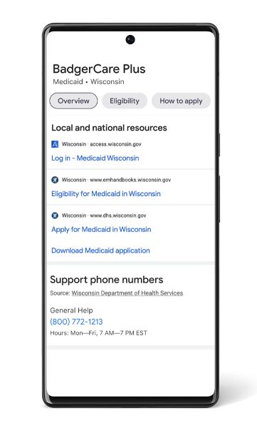 Using Google Search to find Medicaid information