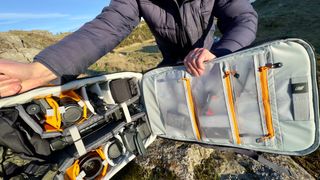 Lowepro Pro Trekker BP 650 AW II backpack interior outside in the scottish highlands