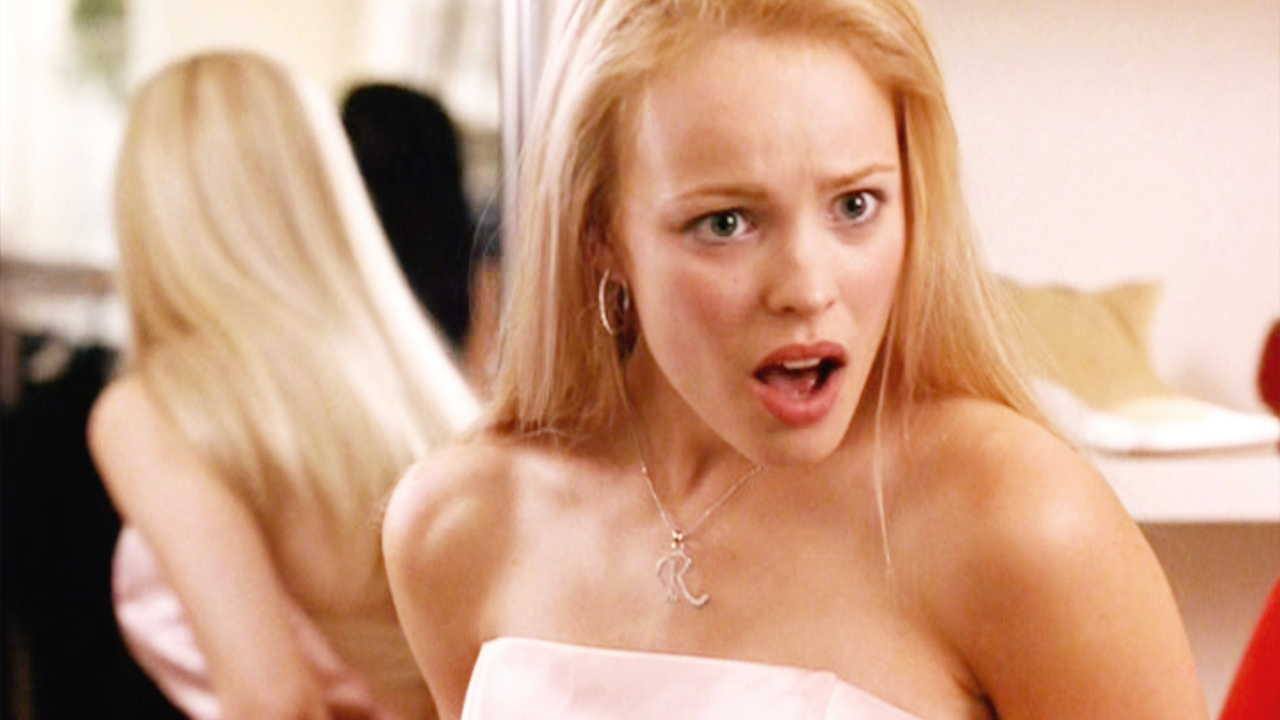 The movie &quot;Mean Girls&quot;, directed by Mark Waters. Seen here, Rachel McAdams as Regina George. Initial theatrical release April 30, 2004. Screen capture. Paramount Pictures.