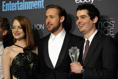 Emma Stone, Ryan Gosling, and Damien Chazelle.