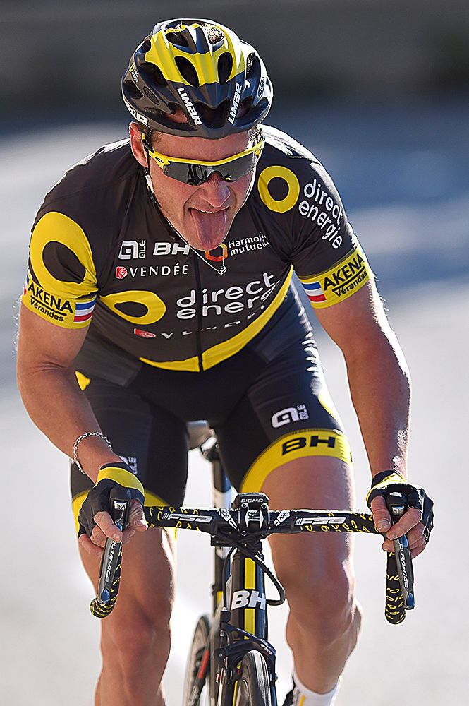 Thomas Voeckler rides with his familiar facial expression.
