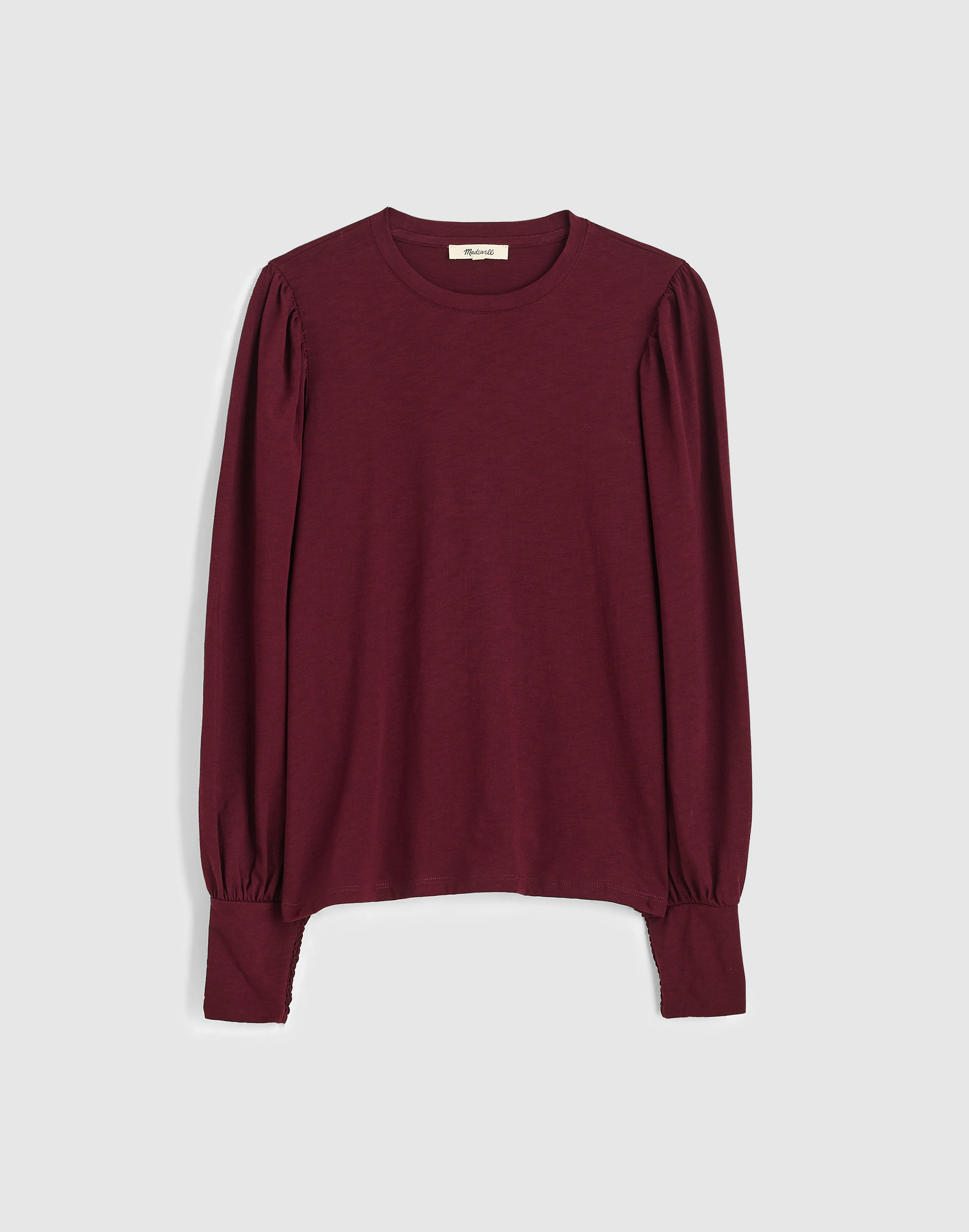 Smocked Long-Sleeve Top in Soft Slub