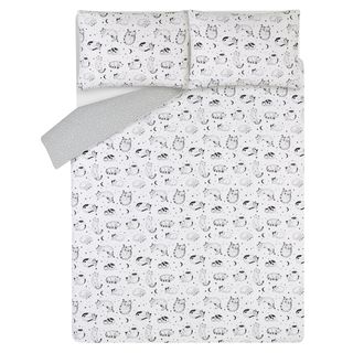 white cat printed duvet bedding set