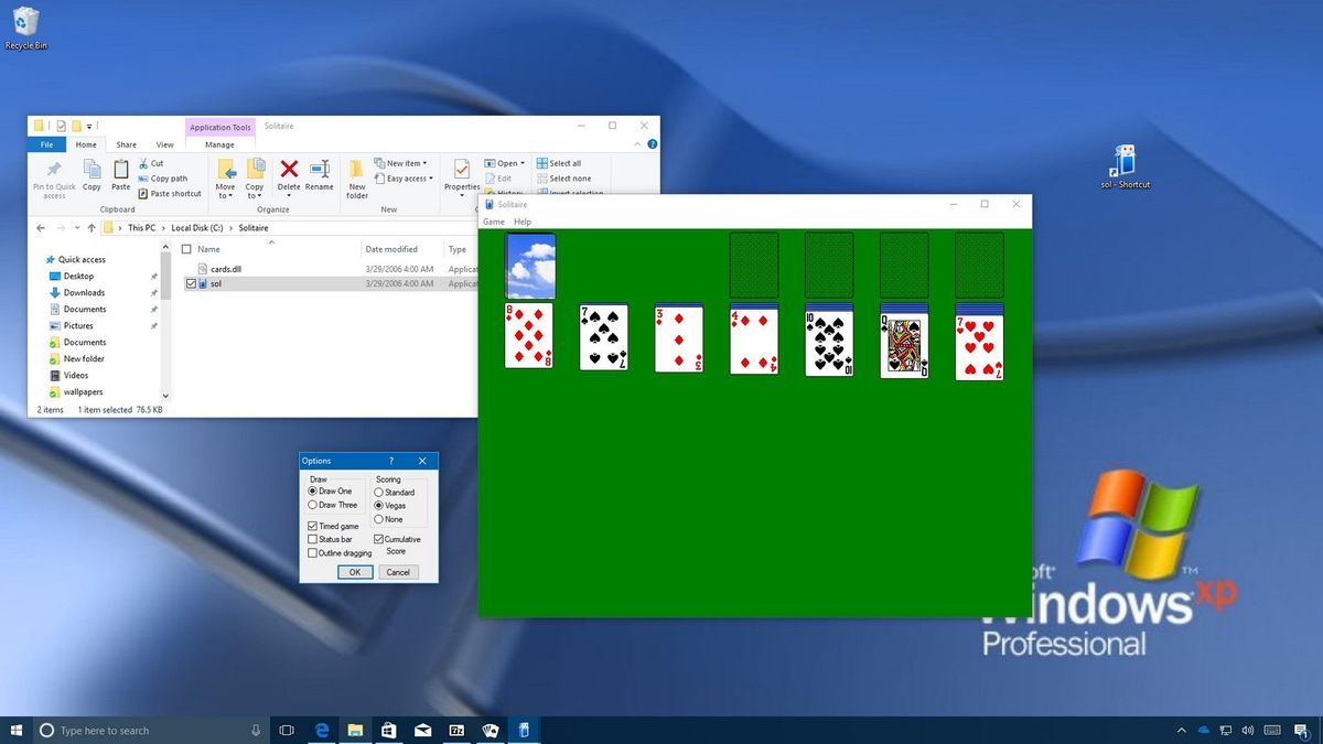 Windows 10 Solitaire vs. Windows XP Solitaire