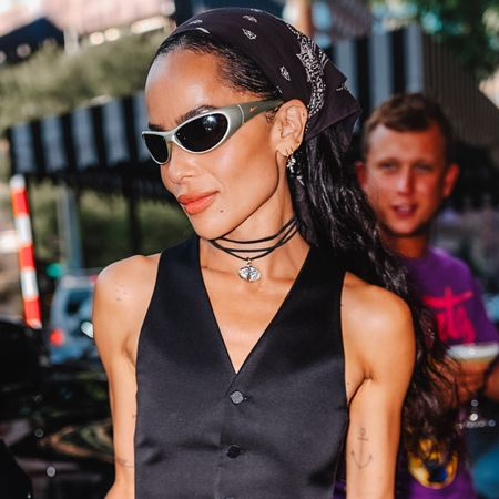 Zo&euml; Kravitz styled the wide-leg trousers trend of fall 2025 in NYC