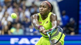 Coco Gauff hits a backhand at Flushing Meadows ahead of the women's US Open final live stream